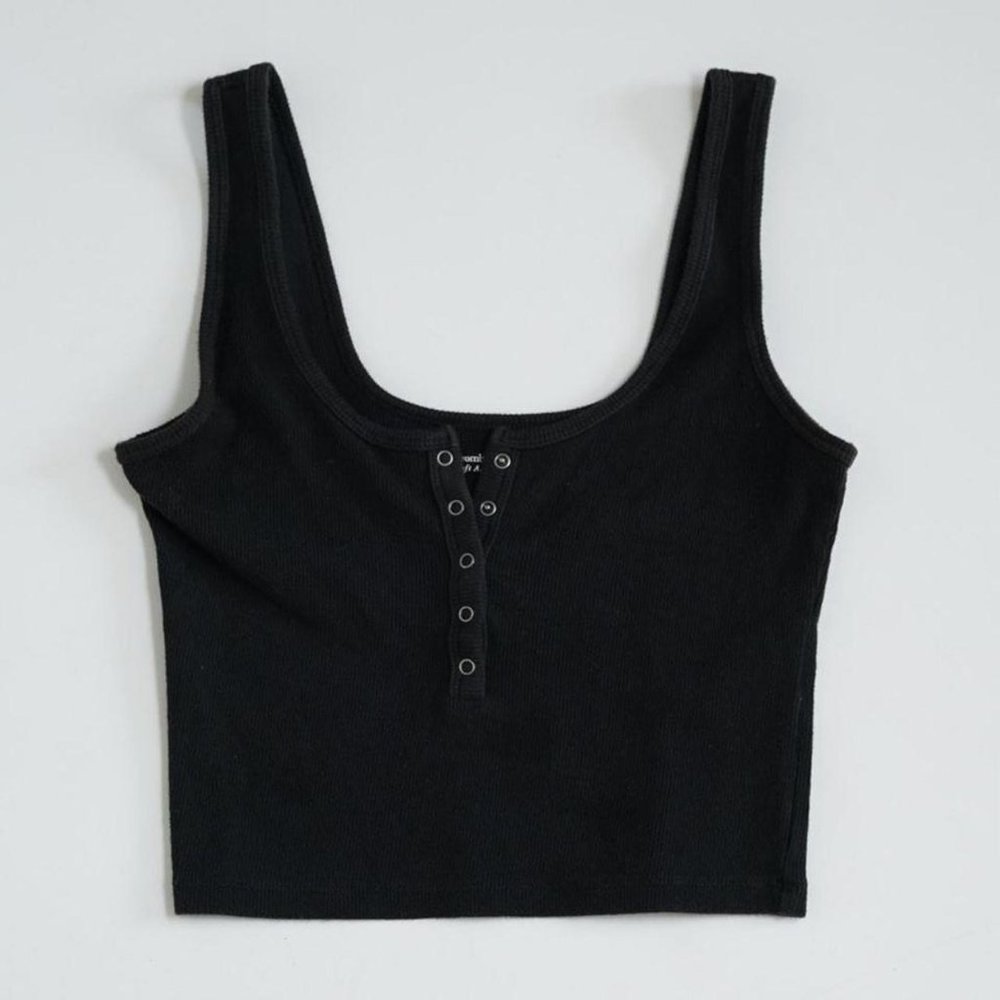 Abercrombie Button Henley Crop Rib Tank